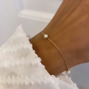 Perle armbånd i 8 kt guld – Guld & Sølv Design