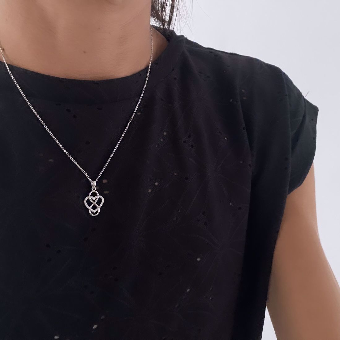 Halskæde med sølv hjerte & evighedstegn – 2042/3 - Billede 2