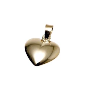 Guld hjerte vedhæng 8 kt & 14 kt med blank overflade 12mm - Guld & Sølv Design 7248