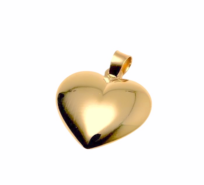 Guld hjerte vedhæng 8 & 14 kt med blank overflade 15mm - Guld & Sølv Design 7249