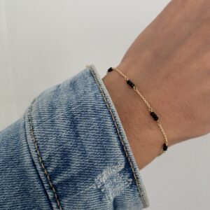Seville Jewelry forgyldt armbånd med sorte sten