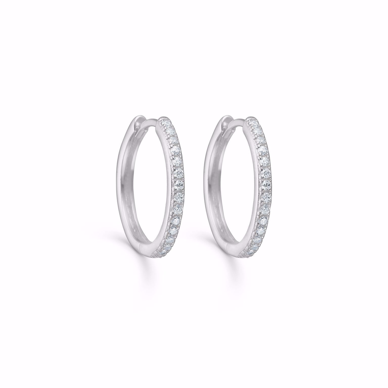 Seville Jewelry creoler sølv med zirkonia sten 19,5mm - 11374