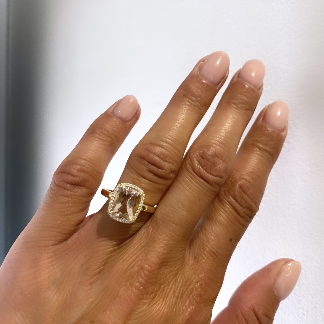 Diamant ring 14 kt guld med peach morganit - Guld & Sølv Design 6397/14 - Billede 2