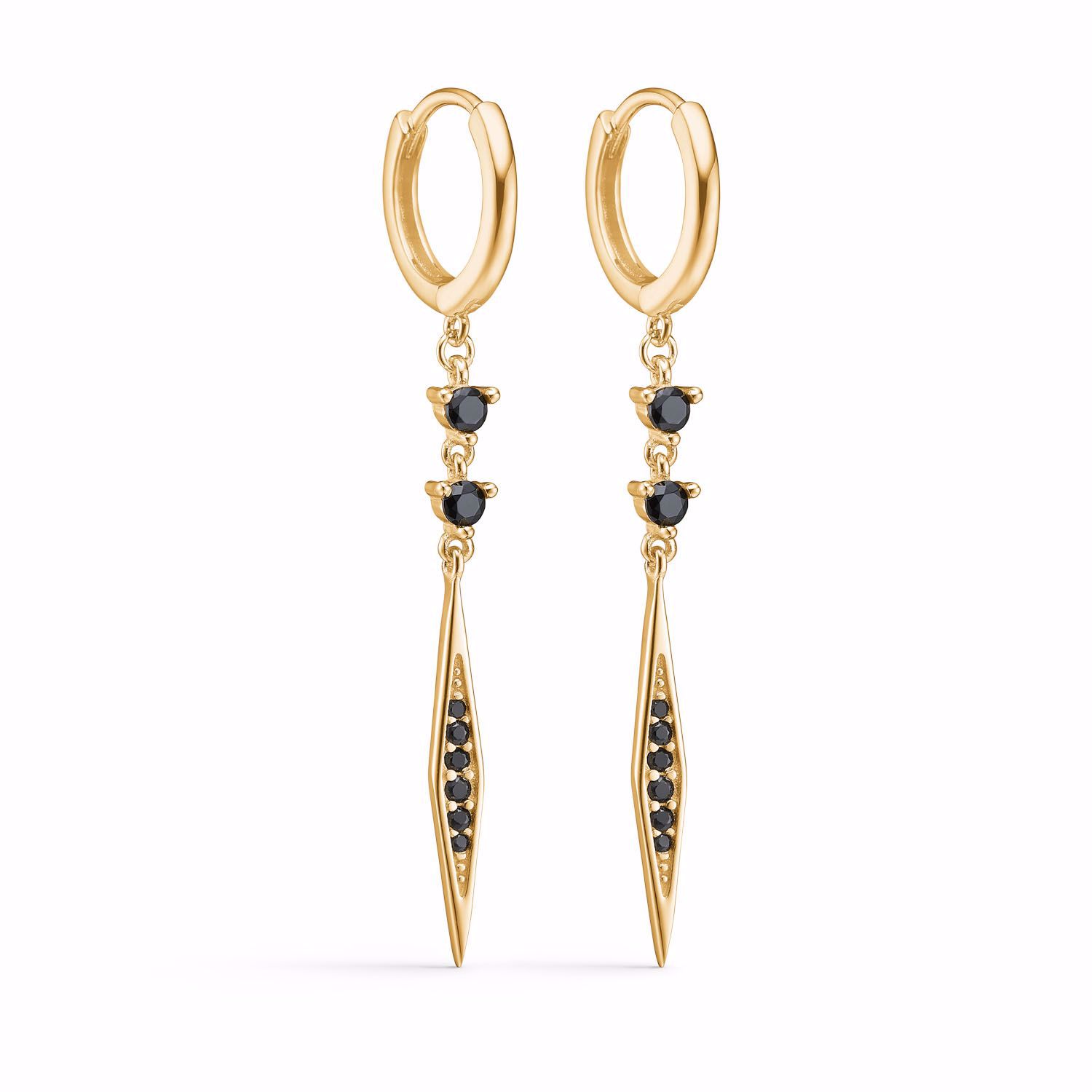 Seville Jewelry creoler med vedhæng & sorte zirkonia sten 11520