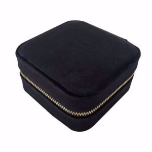 Smykkeskrin i sort velour 10x10x5 cm - Guld & Sølv Design LYSH100