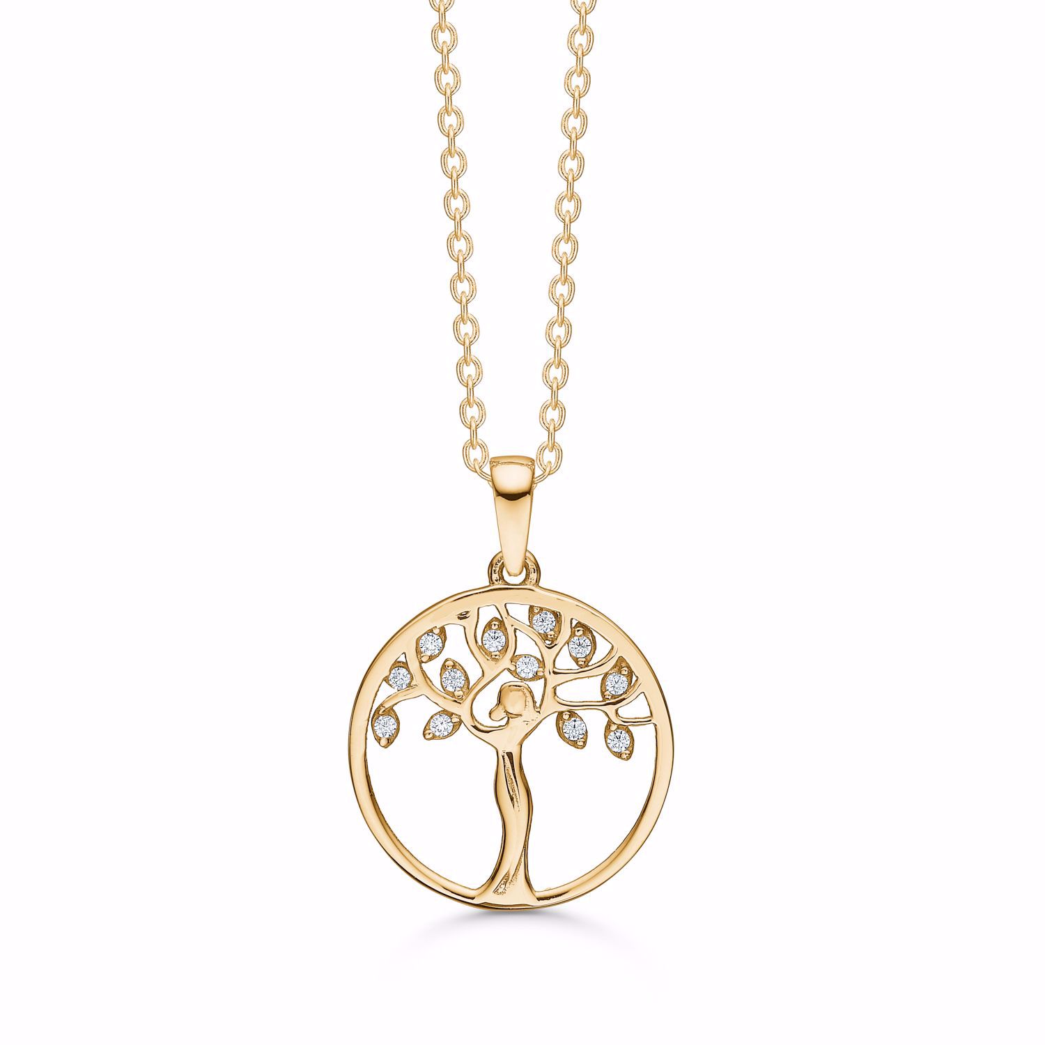 Halskæde med 8kt Livets Træ vedhæng i guld - 7420/08