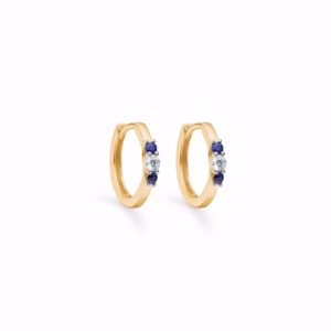 8 karat guld creoler med safir & zirkonia - Guld & Sølv Design