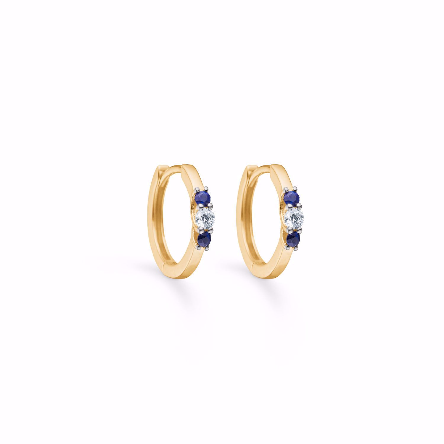 8 karat guld creoler med safir & zirkonia - Guld & Sølv Design