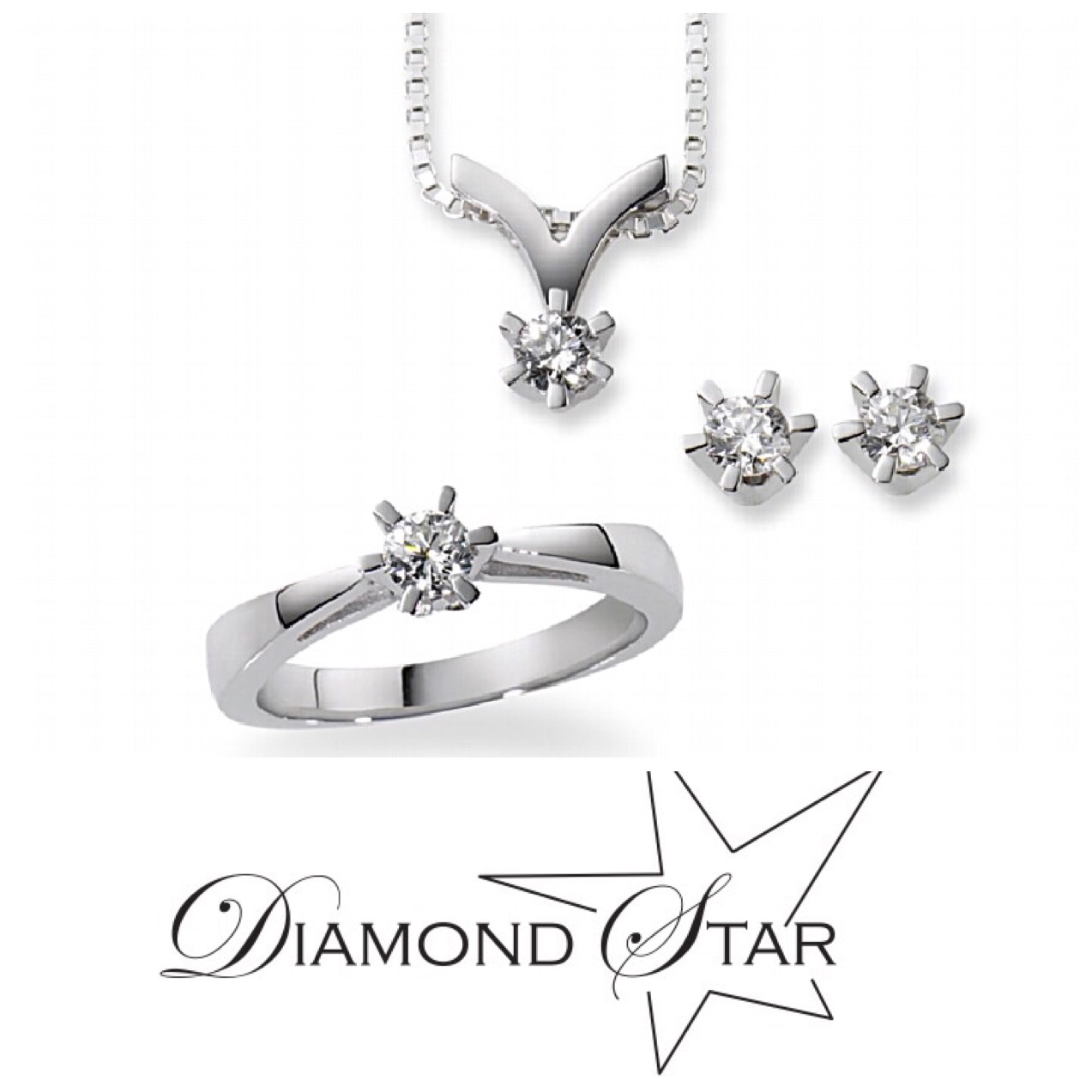 Diamant vedhæng 14 kt rødguld & hvidguld - Diamond Star ombytningsserie - Billede 2