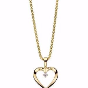 Halskæde med diamant hjerte vedhæng 14 kt guld 0,02WSI -7371/14