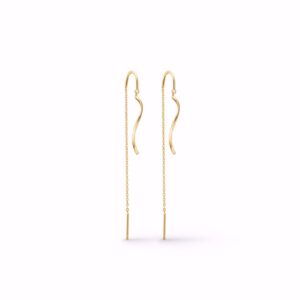 8 kt guld ørekæder med bølge vedhæng - Guld & Sølv Design 5711/08