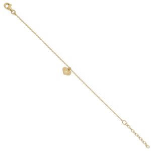 Armbånd med plissé hjerte 14cm+3cm i forgyldt sølv 81034