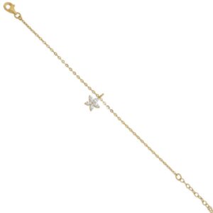Armbånd med blomst 14cm + 3cm i forgyldt sølv 81035