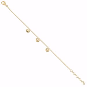 Armbånd med 3 hjerter 14cm+3cm i forgyldt sølv 81032/F