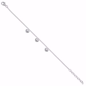 Armbånd med 3 hjerter 14cm+3cm i sølv 81032
