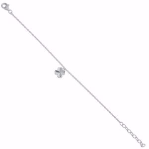 Armbånd med firkløver vedhæng 14cm+3cm i sølv 81033