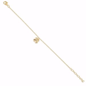 Armbånd med firkløver vedhæng 14cm+3cm i forgyldt sølv 81033/F