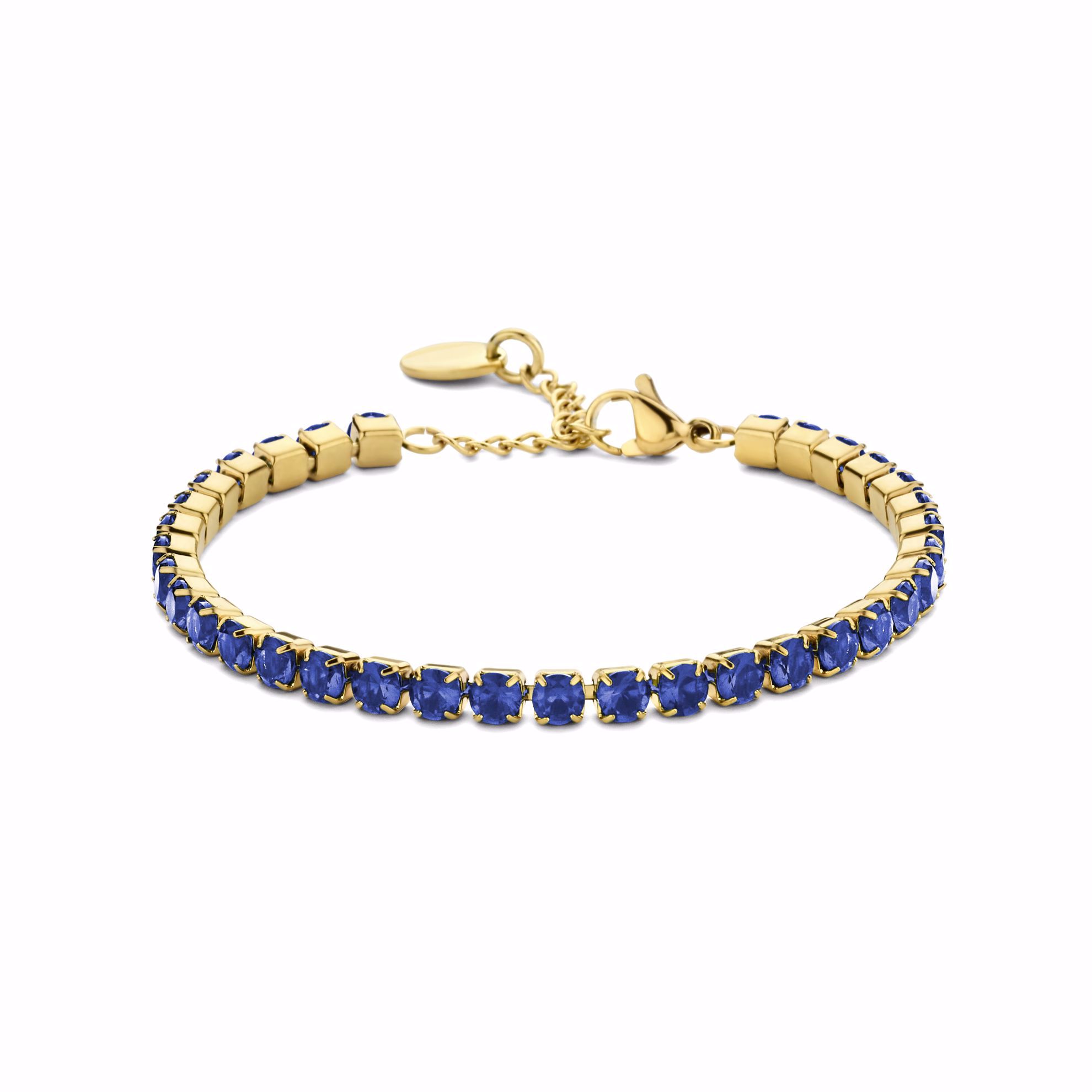 Tennisarmbånd i stål med blå zirkonia sten CO88 8CB-91223