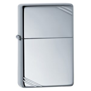 Zippo lighter Vintage High Polish Chrome m/ skråstreger z-260
