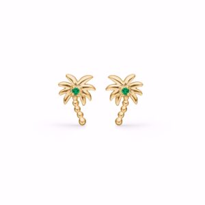 PALMA øreringe med palme & grøn sten - Seville Jewelry 2045/1