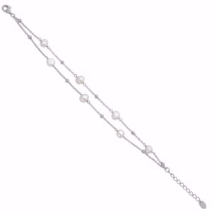 Seville PERLA dobbelt sølv armbånd med perler - 81030