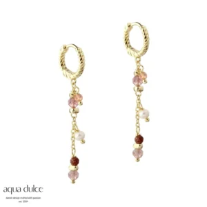 Aqua Dulce PEACHY hoop med perler forgyldt sølv 6248