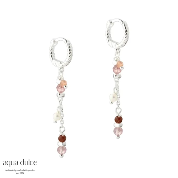 Aqua Dulce PEACHY hoop med perler i sølv 6247
