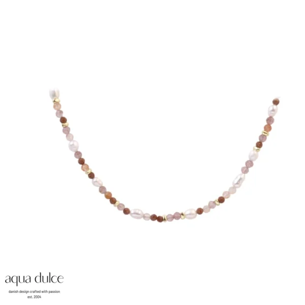 Aqua Dulce PEACHY perle halskæde forgyldt 6252