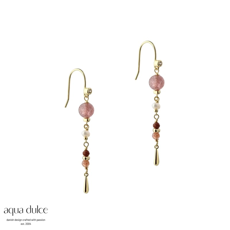 Aqua Dulce PEACHY perle øreringe forgyldt sølv 6246