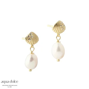 Aqua Dulce SHELLY perle øreringe forgyldt sølv 6266