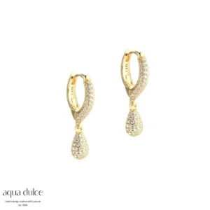 Creoler med pavé vedhæng forgyldt sølv - Aqua Dulce 6106