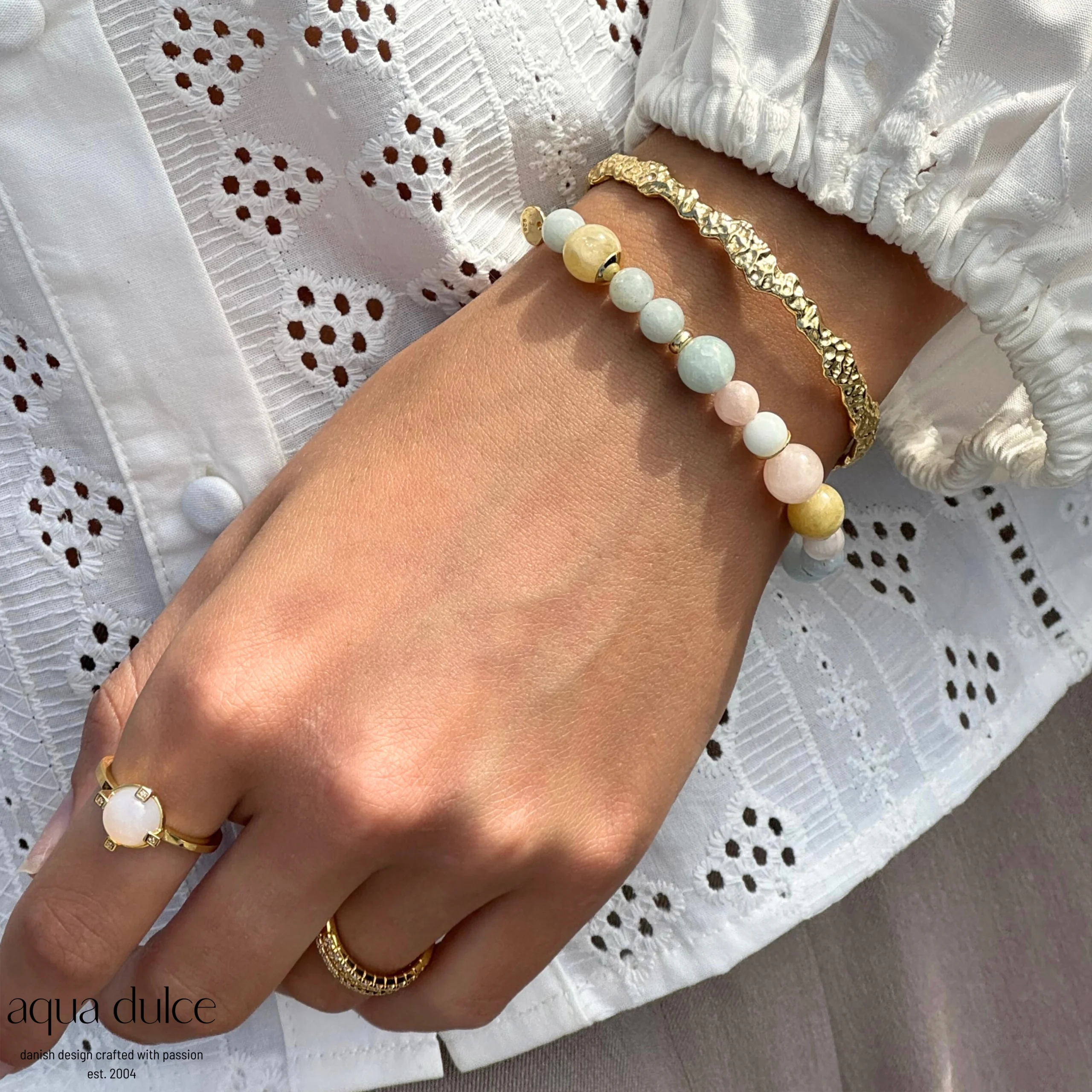 MORGANITE DREAM armbånd forgyldt sølv - Aqua Dulce - Billede 2