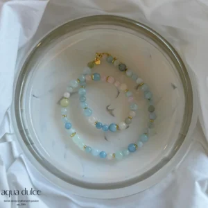 MORGANITE DREAM halskæde i forgyldt - Aqua Dulce