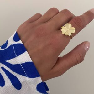 Firkløver ring i forgyldt sølv 16mm - Guld & Sølv Design 2671/F