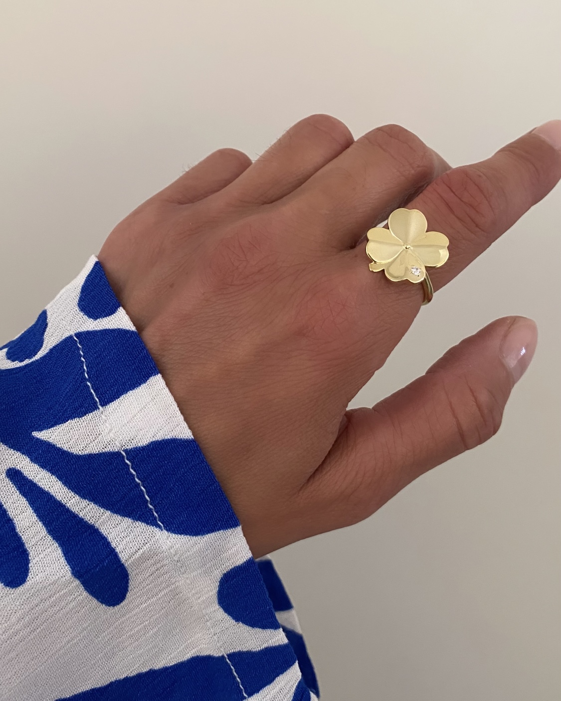 Firkløver ring i forgyldt sølv 16mm - Guld & Sølv Design 2671/F - Billede 2