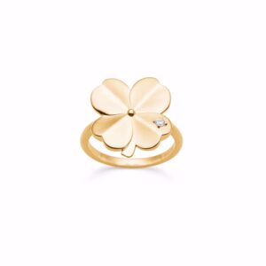 Firkløver ring i forgyldt sølv 16mm - Guld & Sølv Design 2671/F