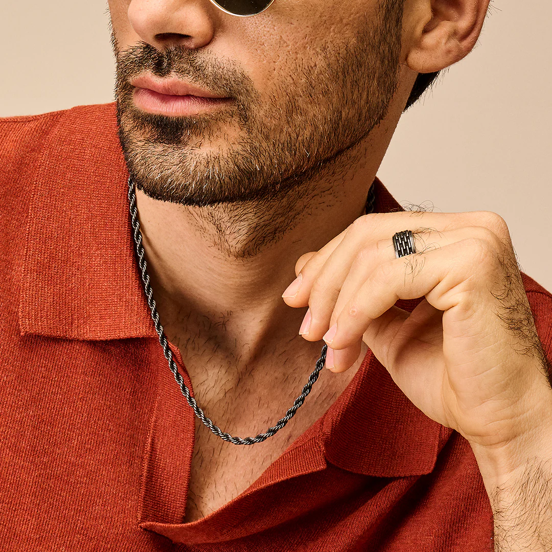 4mm Cordel halskæde i mørk stål 60cm - Frank1967 7FN-0054 - Billede 2