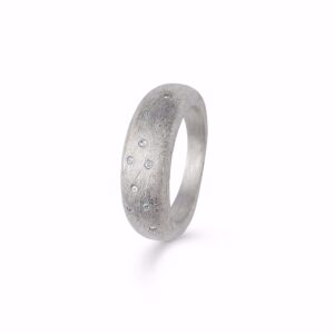 Chunky sølv ring mat overflade med zirkonia sten 2630