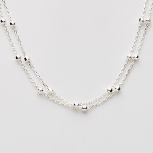 Dobbel ankelkæde i sølv med små kugler - Guld & Sølv Design 8884