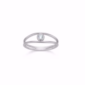 Sølvring med tråde & zirkonia sten - 2678