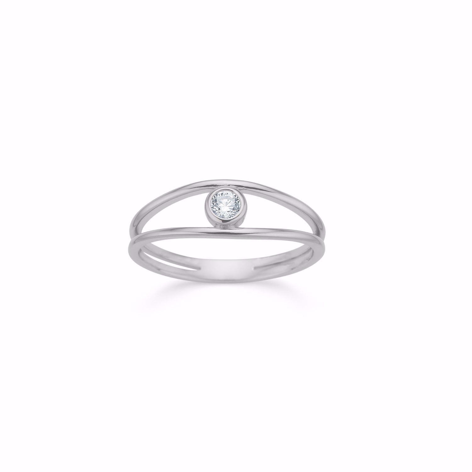 Sølvring med tråde & zirkonia sten - 2678