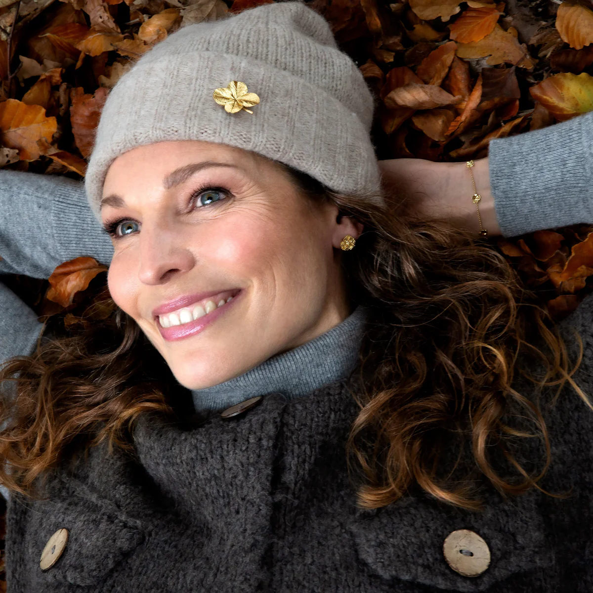 Flora Danica - Firkløver broche forgyldt sølv FLC-Bro-G - Billede 4