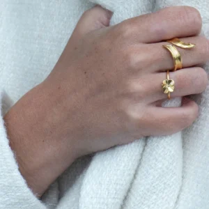 Flora Danica - Firkløver ring guldbelagt sølv FLC-Ri-G