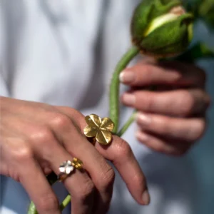 Flora Danica - Firkløver statement ring guldbealgt sølv FLC-StRi-G