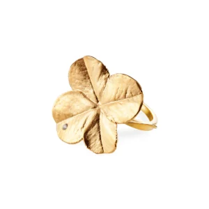 Flora Danica - Firkløver statement ring guldbealgt sølv FLC-StRi-G