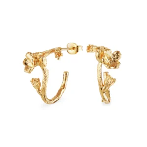 Flora Danica - Forglemmigej hoop øreringe forgyldt FMN-HoPc-G