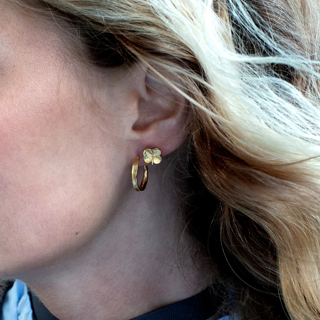 Flora Danica Græs hoop øreringe forgyldt GR-HoPc-G - Billede 3