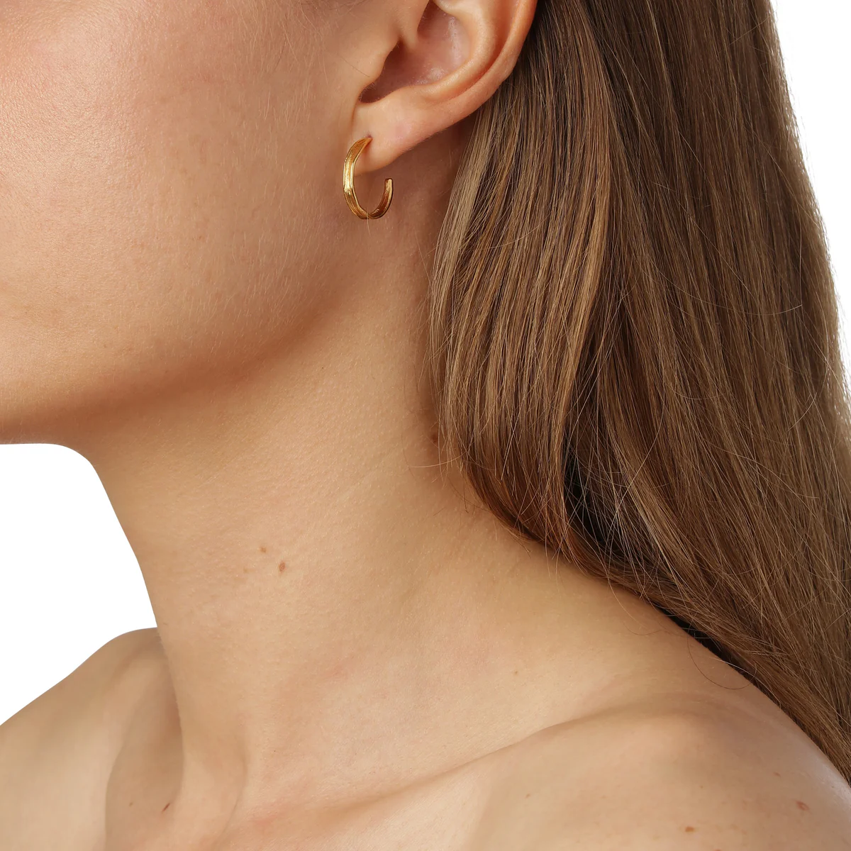 Flora Danica Græs hoop øreringe forgyldt GR-HoPc-G - Billede 2