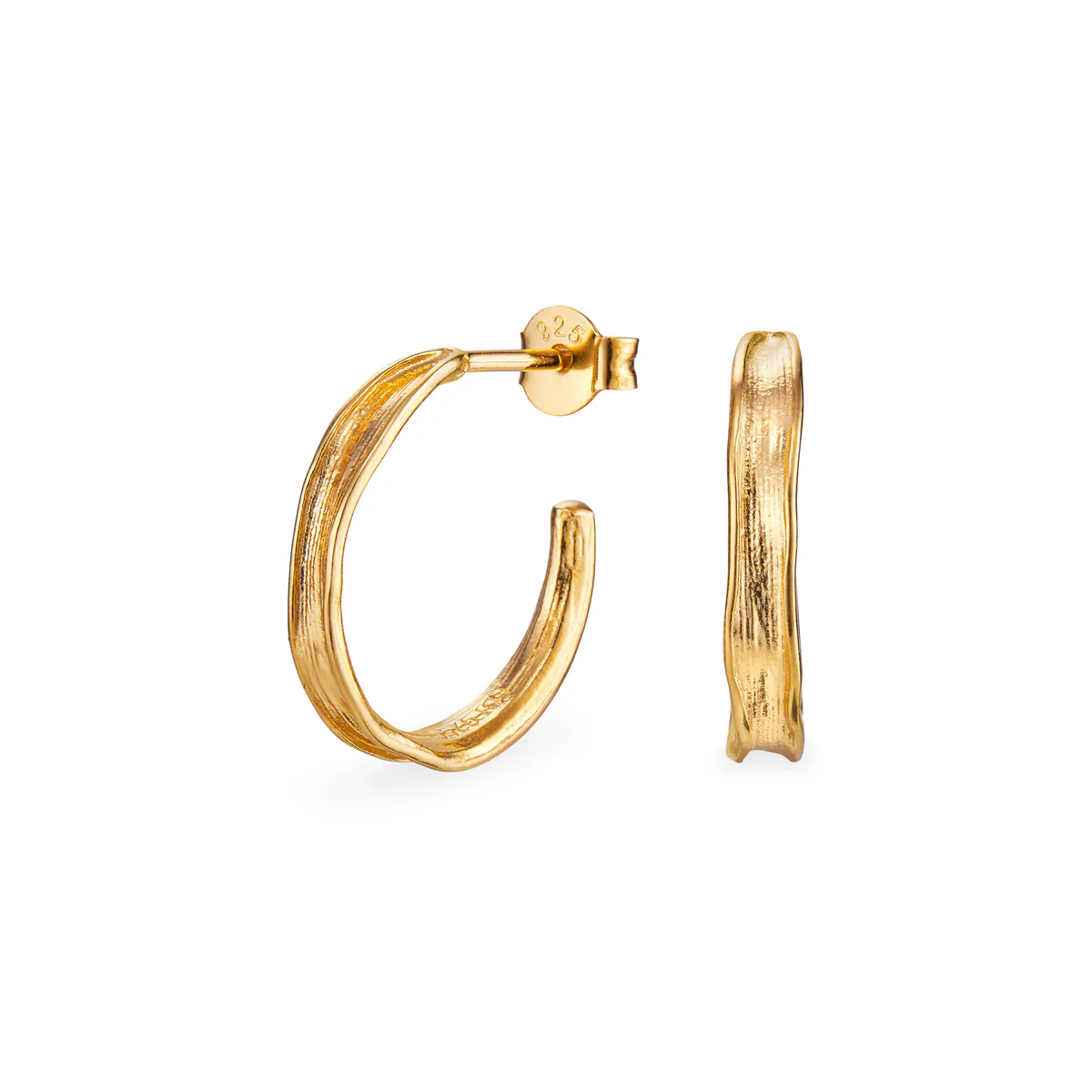 Flora Danica Græs hoop øreringe forgyldt GR-HoPc-G