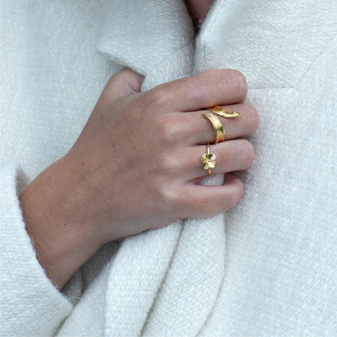 Flora Danica - Græs statement ring i forgyldt sølv GR-StRi-G - Billede 2